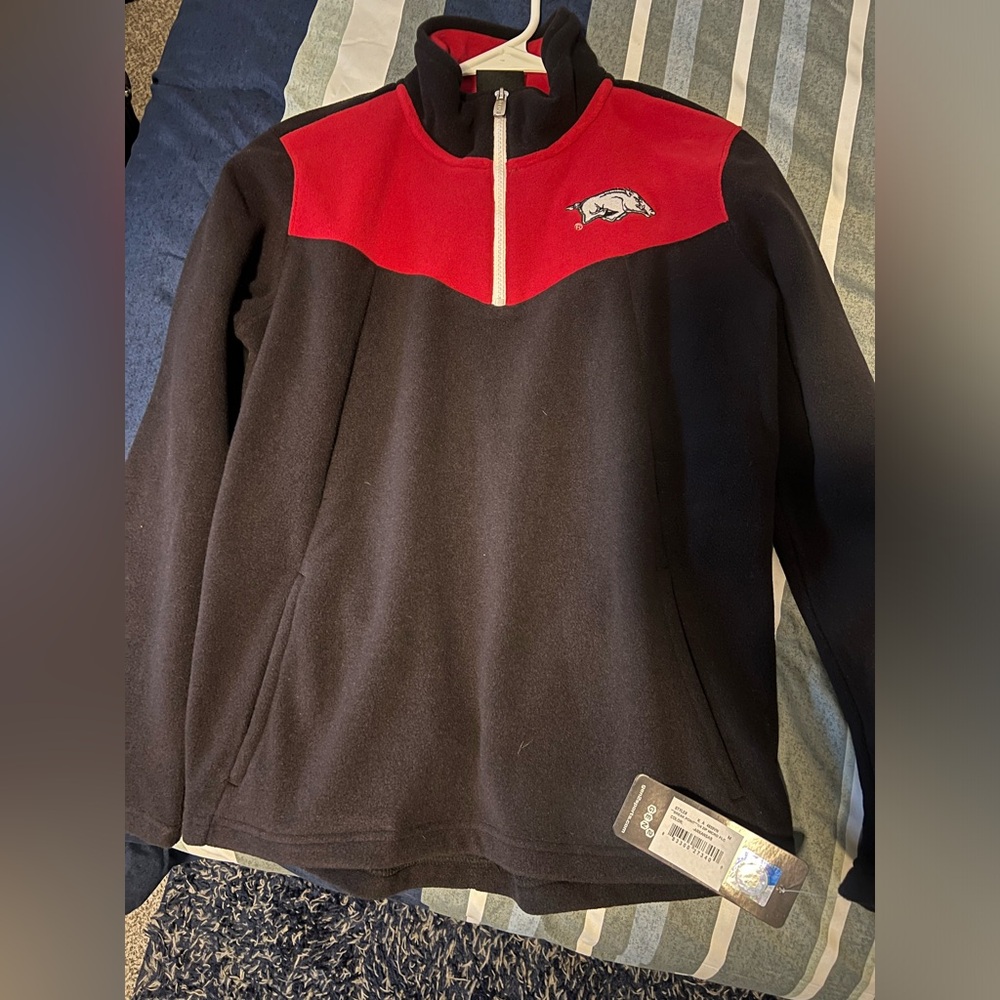 Arkansas razorback kids pull over fleece